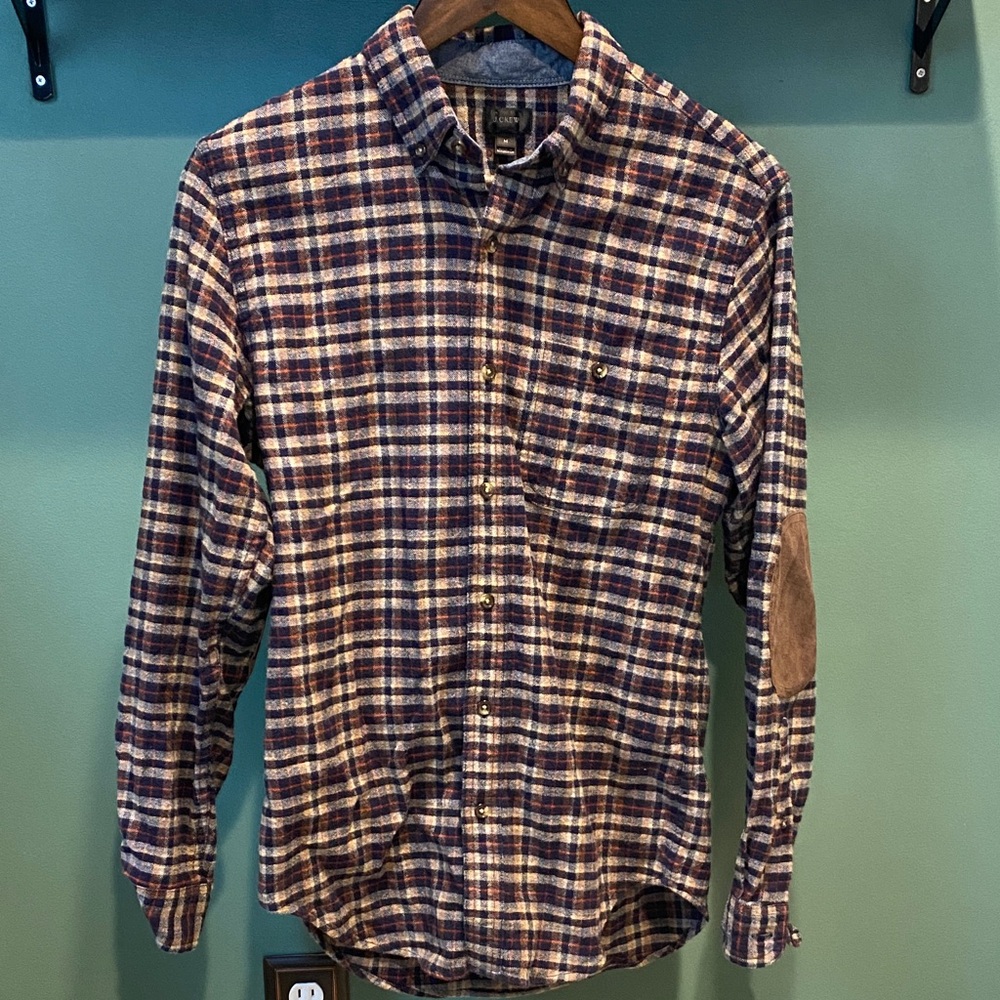 J. Crew Navy and Cream Plaid Button-Down Shirt